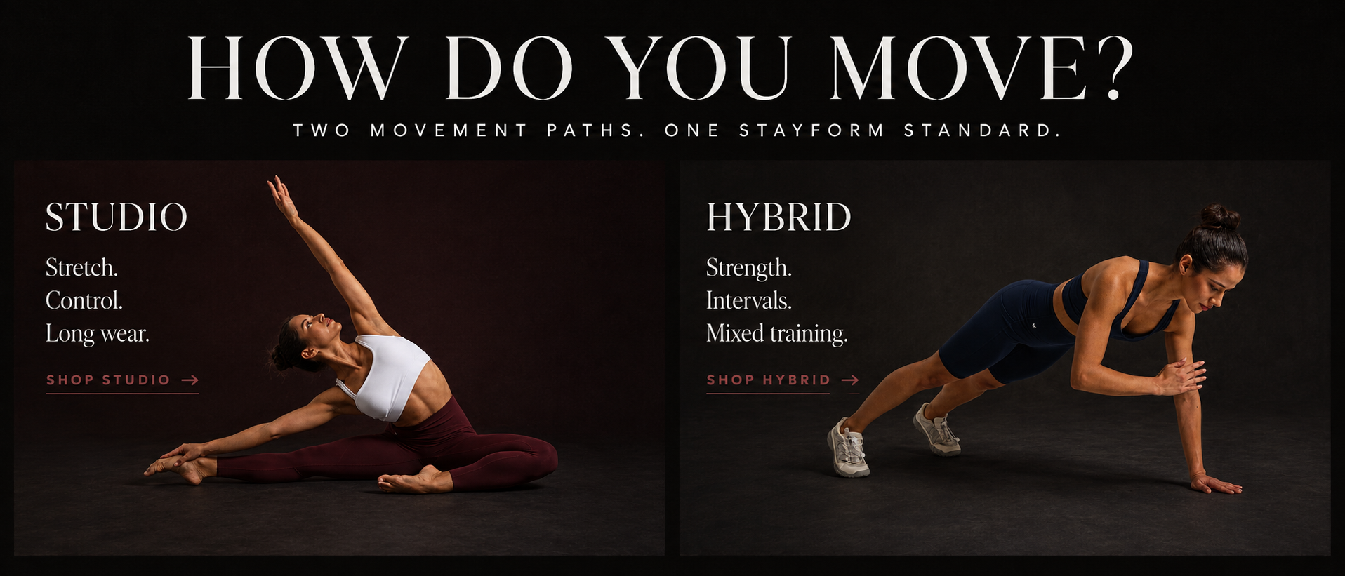 Studio and Hybrid movement paths demonstrated by Formwynn athletes.